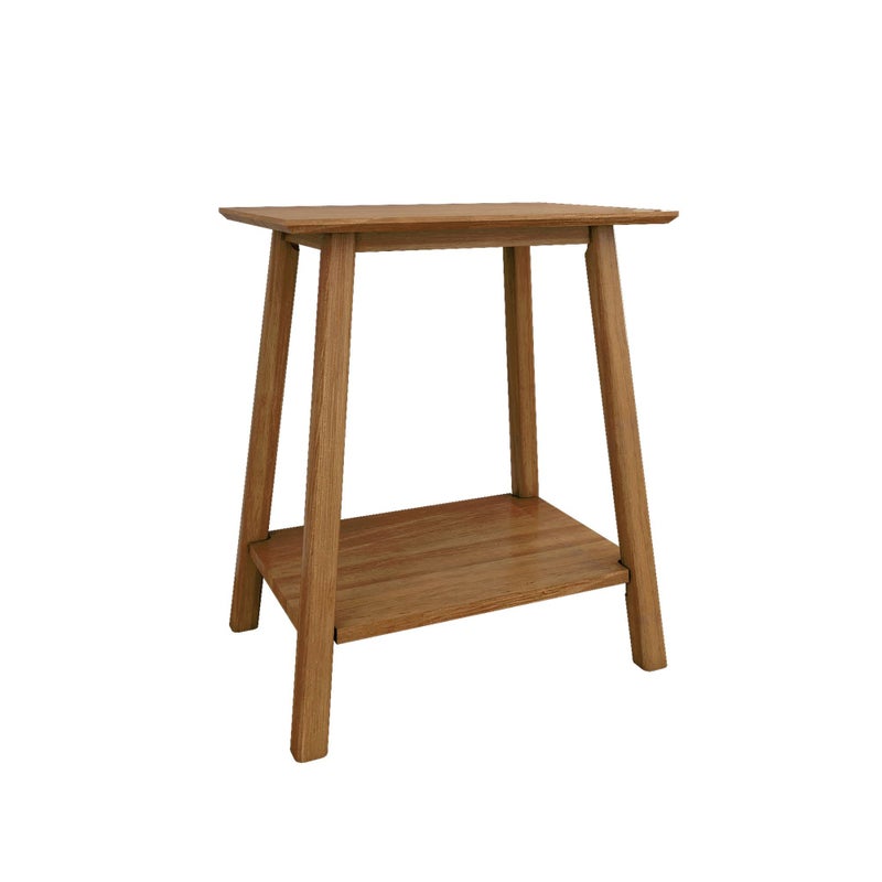 Plank+Beam Wooden Side Table with Storage, Mid Century Modern End Tables for Living Room, Small Solid Wood Nightstand, Bedside Tables, Bedroom Furniture, Pecan - Image 3