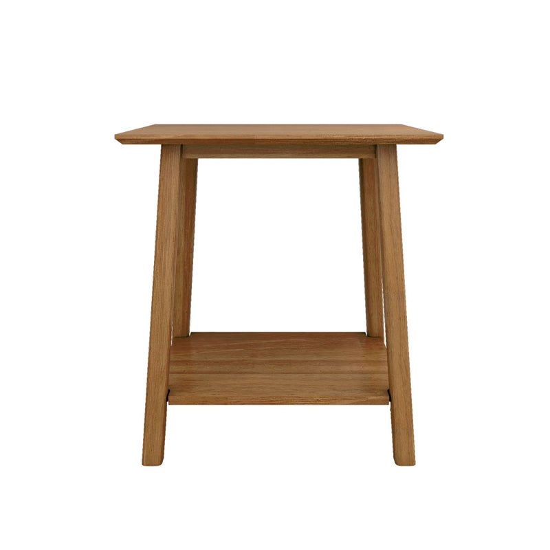 Plank+Beam Wooden Side Table with Storage, Mid Century Modern End Tables for Living Room, Small Solid Wood Nightstand, Bedside Tables, Bedroom Furniture, Pecan - Image 4