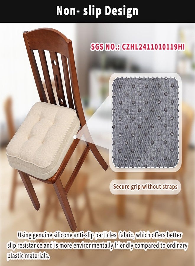 GOFORIT Tufted Shredded Memory Foam Chair Pads，Kitchen Chair Cushions for Dining Chairs,Non-Slip Seat Cushions with Removable Cover, 16'' x 16'', 4 Pack,Beige - Image 3