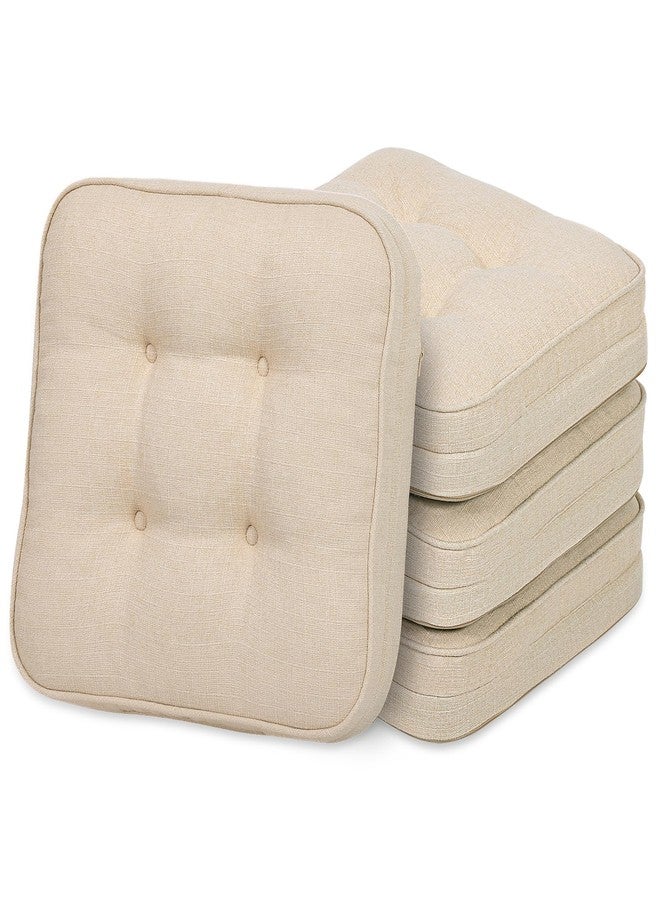 GOFORIT Tufted Shredded Memory Foam Chair Pads，Kitchen Chair Cushions for Dining Chairs,Non-Slip Seat Cushions with Removable Cover, 16'' x 16'', 4 Pack,Beige - Image 1