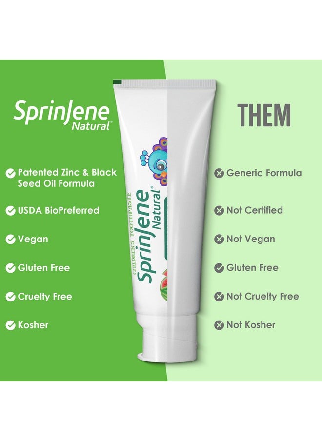 SprinJene Natural Kids Toothpaste, Watermelon | Natural Children’S Toothpaste For Cavity Protection | Fluoride Toothpaste For Toddlers | 4 Pack  - Image 5
