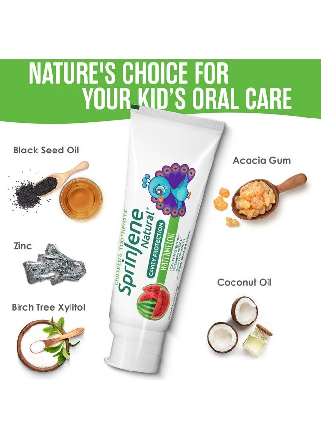 SprinJene Natural Kids Toothpaste, Watermelon | Natural Children’S Toothpaste For Cavity Protection | Fluoride Toothpaste For Toddlers | 4 Pack  - Image 3