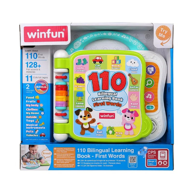 WinFun 110 Bilingual Learning Book First Words Interactive Educational Toy (21 x 20 cm)