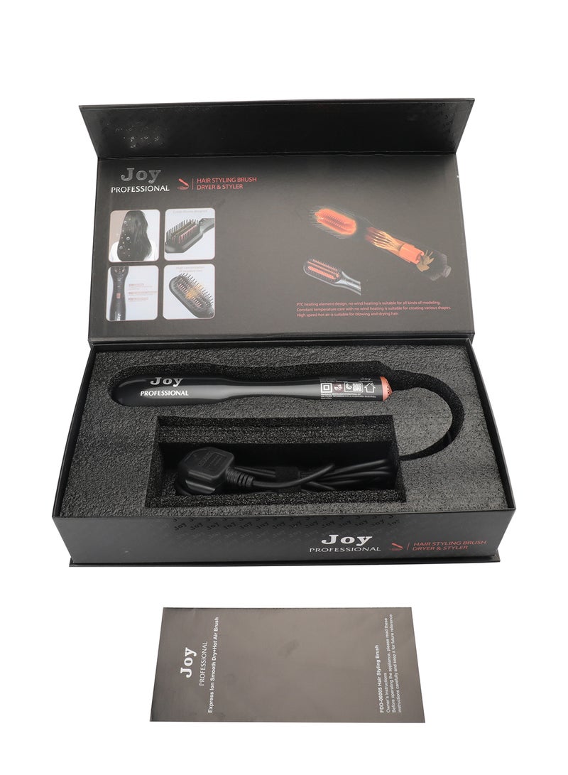 JOY CARE Hair Dryer Brush with Ionic Technology – 3-in-1 Hot Air Styling Tool for Drying, Straightening & Volumizing, Fast Heating, Adjustable Heat Settings, Ergonomic Handle – Frizz-Free Salon Finish for All Hair Types (Black) - Image 4