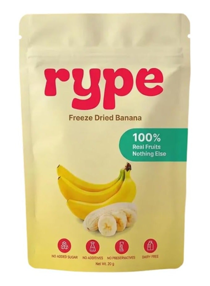 Rype Freeze Dried Banana - 100% Real Fruit, No Added Sugar, Healthy Snack, Vegan, Gluten Free, 25g Pack - Image 1