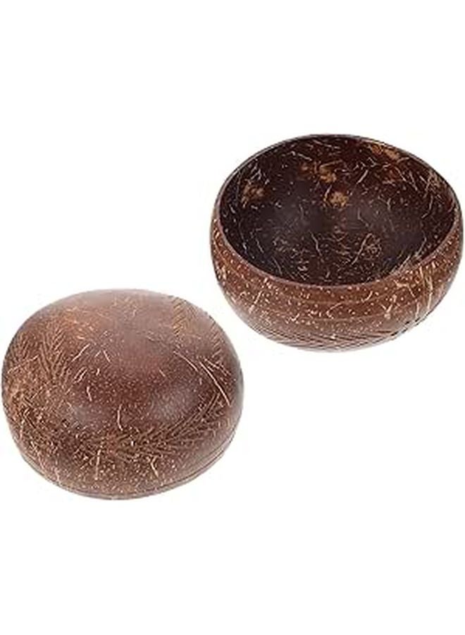 Handmade Coconut Shell Salad Bowls 2 Piece Set Large Capacity Eco Friendly Kitchenware - Image 1