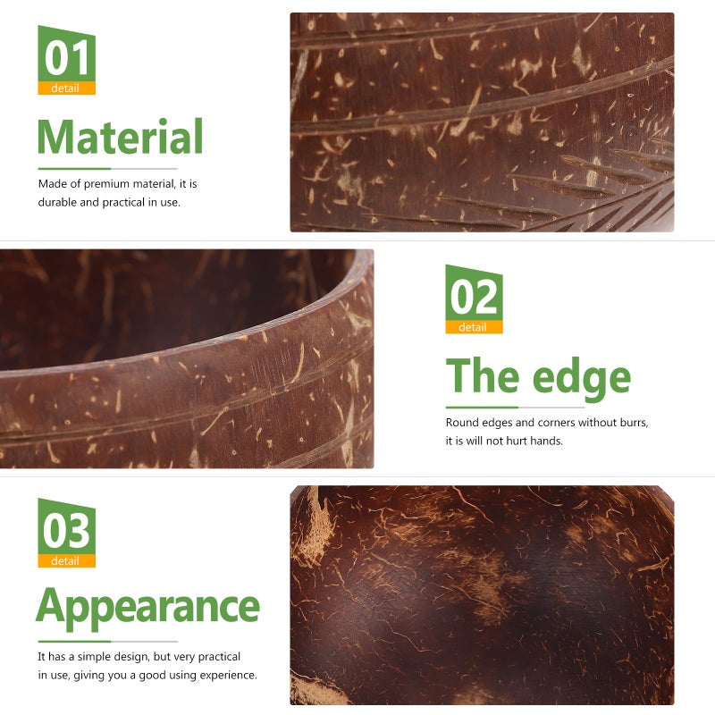 Handmade Coconut Shell Salad Bowls 2 Piece Set Large Capacity Eco Friendly Kitchenware - Image 4