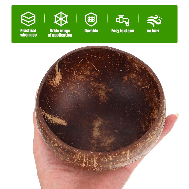Handmade Coconut Shell Salad Bowls 2 Piece Set Large Capacity Eco Friendly Kitchenware - Image 5