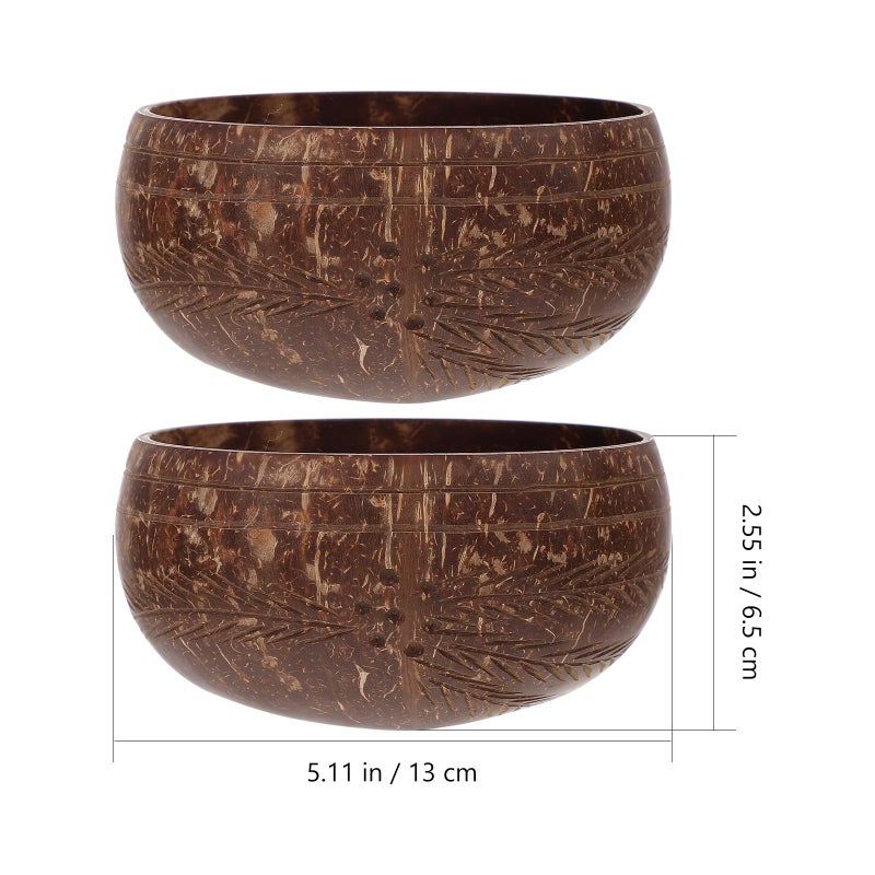 Handmade Coconut Shell Salad Bowls 2 Piece Set Large Capacity Eco Friendly Kitchenware - Image 3