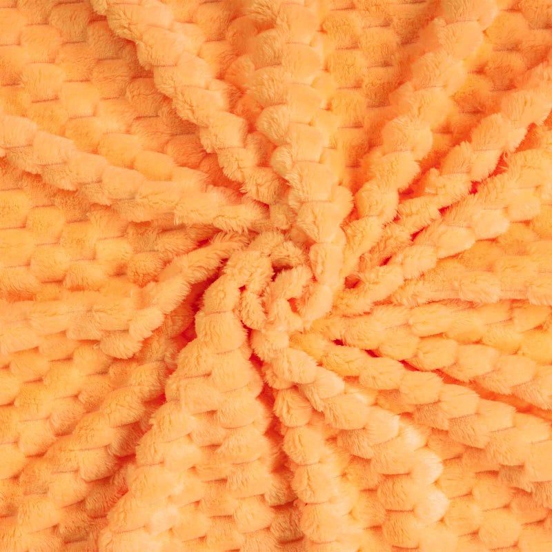 Bnuitland Bnuitland Soft Flannel Throw Blanket(50X40 inches)  3D Jacquard Fluffy Lightweight Fleece Throw Blanket for Babys and Pets 300 GSM Cozy Warm Bed Sofa Fleece Blanket for All Seasons Light Orange  - Image 5