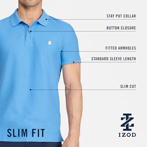IZOD Men's Slim-Fit Advantage Performance Short-Sleeve Solid Polo Shirt, Blue Revival, X-Large - Image 3