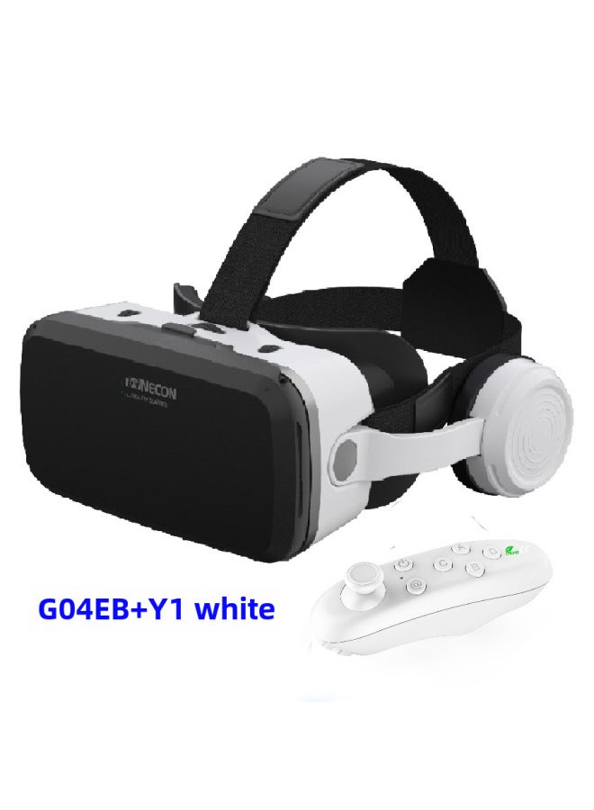 Vrshinecon Vr Glasses Phantom 6th Gen G04e Earphone Version Mobile 3d Virtual Reality Helmet Large Screen 7-Color:G04EB Enlarged Version Y1 White Handle - Image 1