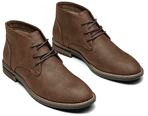 Jousen Men's Chukka Boots Lace Up Desert Ankle Boots Classic Causal Dress Boots for Men(AMY656A Dark Brown 9) - Image 2