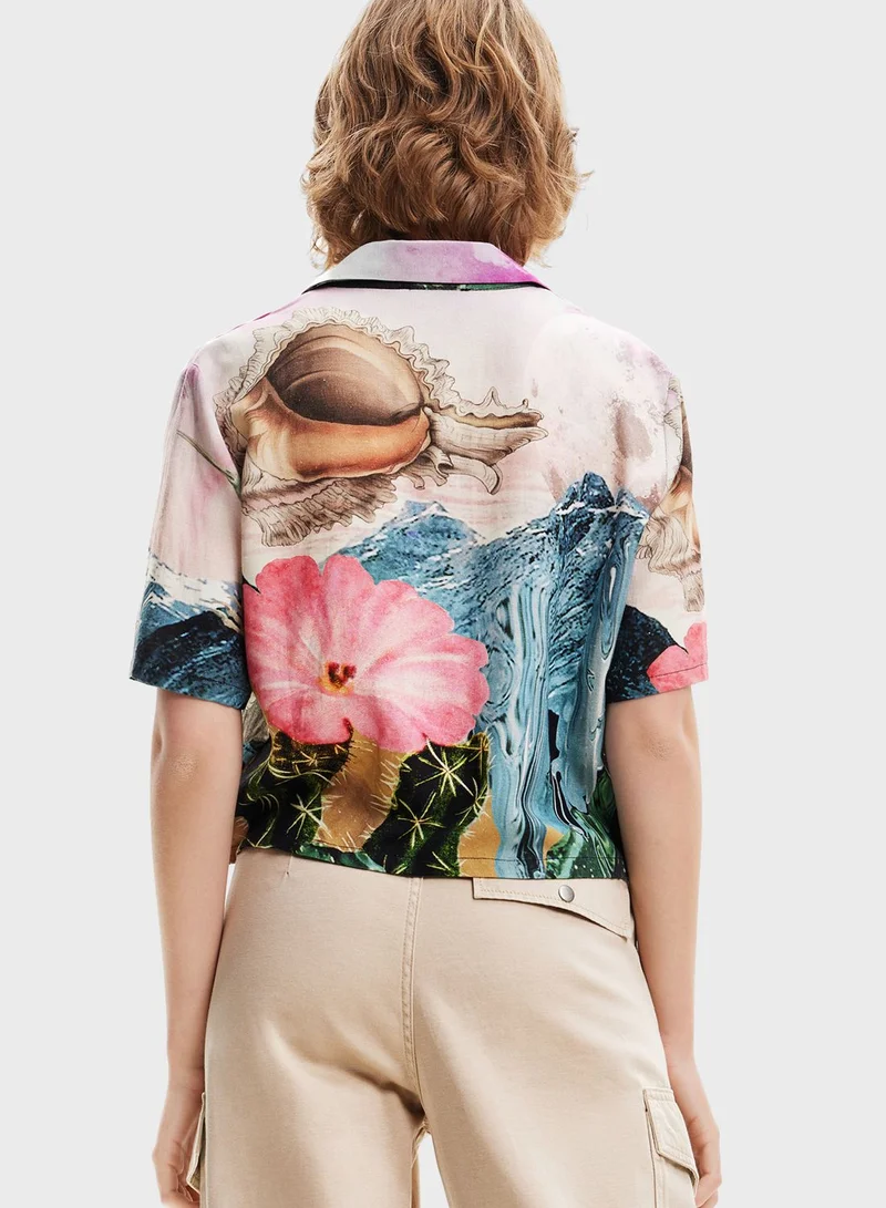 DESIGUAL Printed Button Down Shirt
