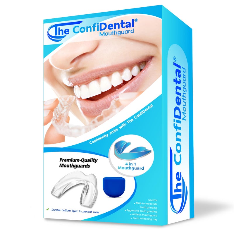 The ConfiDental Pack of 4 Moldable Mouth Guard for Teeth Grinding Clenching Bruxism Sport Athletic Whitening Tray Including 2 Regular and 2 Heavy Duty Guard 2 LLL Regular 2 II Heavy Duty