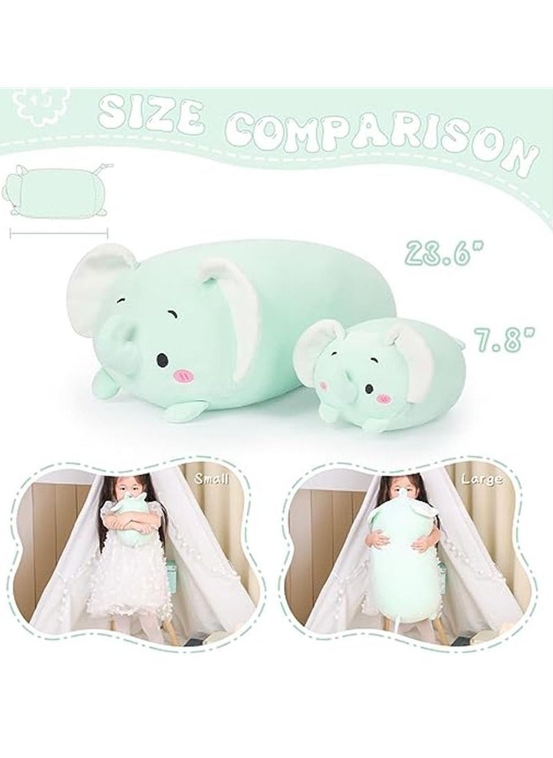 Cute Elephant Plush Stuffed Animal Cylindrical Body Pillow,Super Soft Cartoon Hugging Toy Gifts for Bedding, Kids Sleeping Kawaii Pillow(8/23.6 inch)  - Image 4