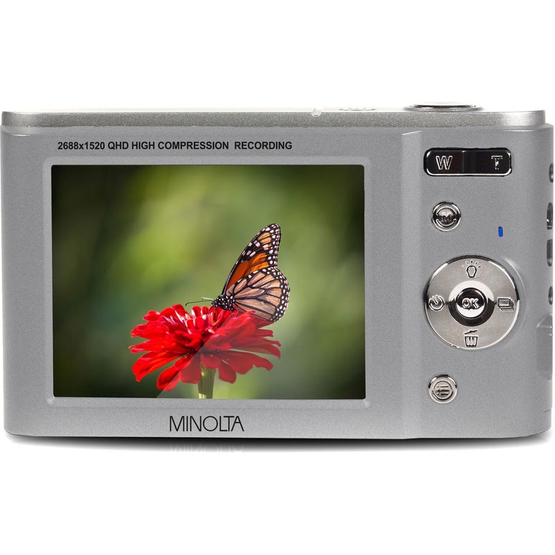 Minolta MND20 44MP Digital Camera â€“ 2.7K Ultra HD Video, 16X Digital Zoom, Anti-Shake Stabilization, Time Lapse, Face Detection, 2.9-inch LCD Display â€“ Lightweight Compact Camera (Silver) - Image 3