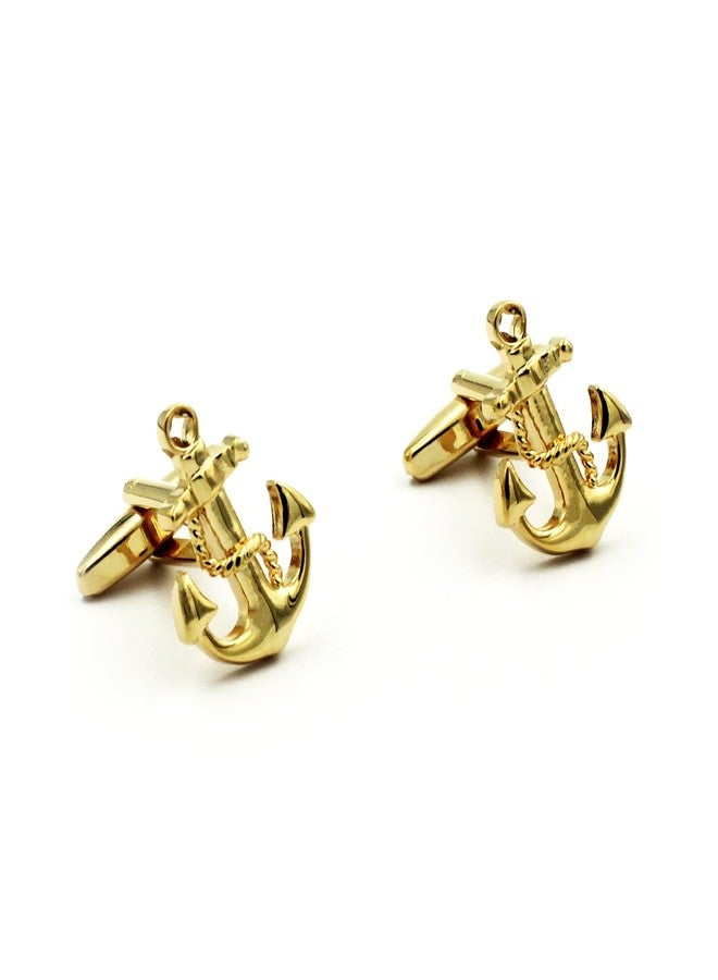 Vcufflinks Sailing Boat Yacht Anchor Shirt Gold Tie Clip and Cufflinks Set - Image 3