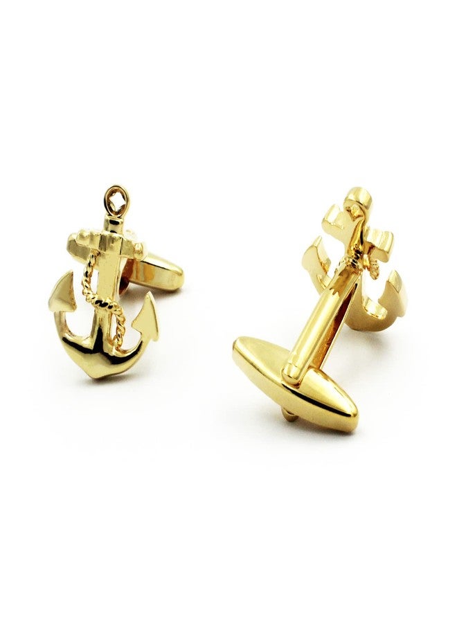 Vcufflinks Sailing Boat Yacht Anchor Shirt Gold Tie Clip and Cufflinks Set - Image 4