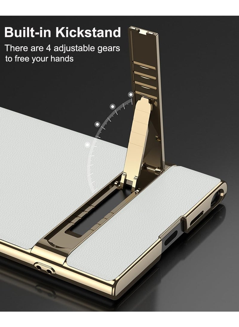 General - Case Compatible with Samsung Galaxy S24 Ultra Vegan Leather Case with 4 Modes Adjustable Kickstand, Thin Flexible Soft Grip Luxury Vegan Slim Protective Shockproof Phone Case - Image 1