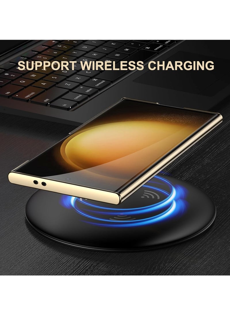 General - Case Compatible with Samsung Galaxy S24 Ultra Vegan Leather Case with 4 Modes Adjustable Kickstand, Thin Flexible Soft Grip Luxury Vegan Slim Protective Shockproof Phone Case - Image 1