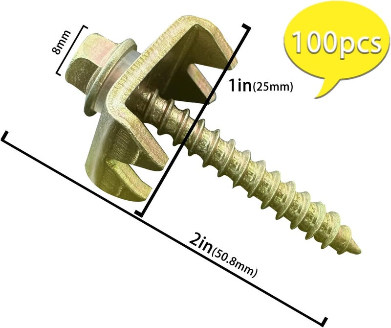 LOVEERCT 100Pcs Fence Staples, Reusable Wire Fence Staples Fasteners for Mesh and Woven Fencing, Reuse Fence Nails Screws for Chicken Wire Fencing, Faster and Easier for Repairing Wire Fence - Image 3