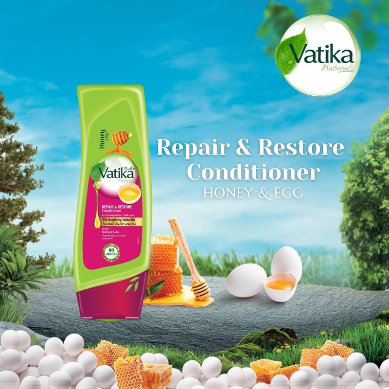 Vatika Naturals Repair & Restore Conditioner 200ml | Enriched with Egg & Honey | Nourishes Hair Roots | For Damaged Hair & Split-ends - Image 3