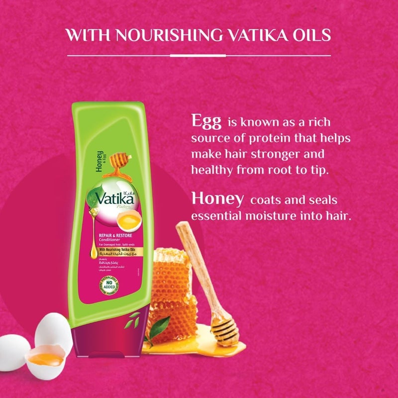 Vatika Naturals Repair & Restore Conditioner 200ml | Enriched with Egg & Honey | Nourishes Hair Roots | For Damaged Hair & Split-ends - Image 4