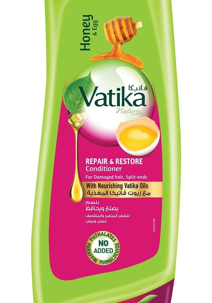 Vatika Naturals Repair & Restore Conditioner 200ml | Enriched with Egg & Honey | Nourishes Hair Roots | For Damaged Hair & Split-ends - Image 1