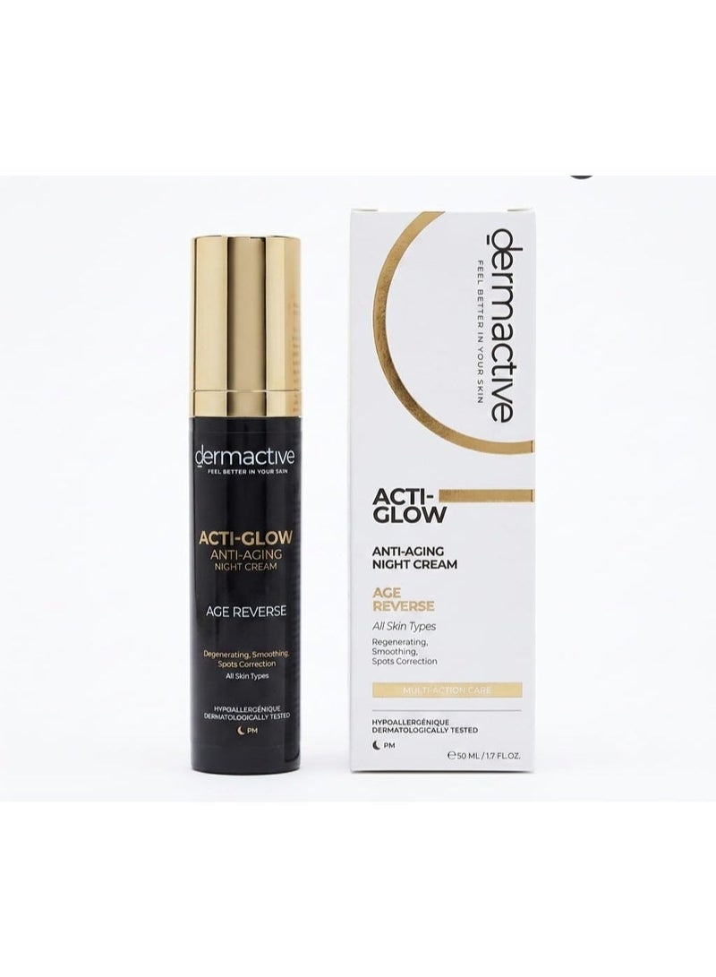 Dermactive Acti Glow Night Cream 50ml | Anti-Aging Moisturizer with Peptides, Hyaluronic Acid & Vitamin C – Restores & Brightens Skin Overnight - Image 1
