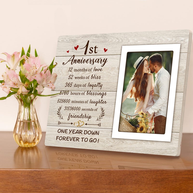 Pandasch 1st Anniversary Paper Gifts for Him Her - One Year Romantic Wedding Picture Frame Fit 4x6 Photos for Boyfriend Girlfriend  1 Year Anniversary Valentines Gifts for Husband Wife Couple - Image 4