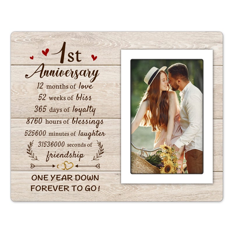 Pandasch 1st Anniversary Paper Gifts for Him Her - One Year Romantic Wedding Picture Frame Fit 4x6 Photos for Boyfriend Girlfriend  1 Year Anniversary Valentines Gifts for Husband Wife Couple - Image 1