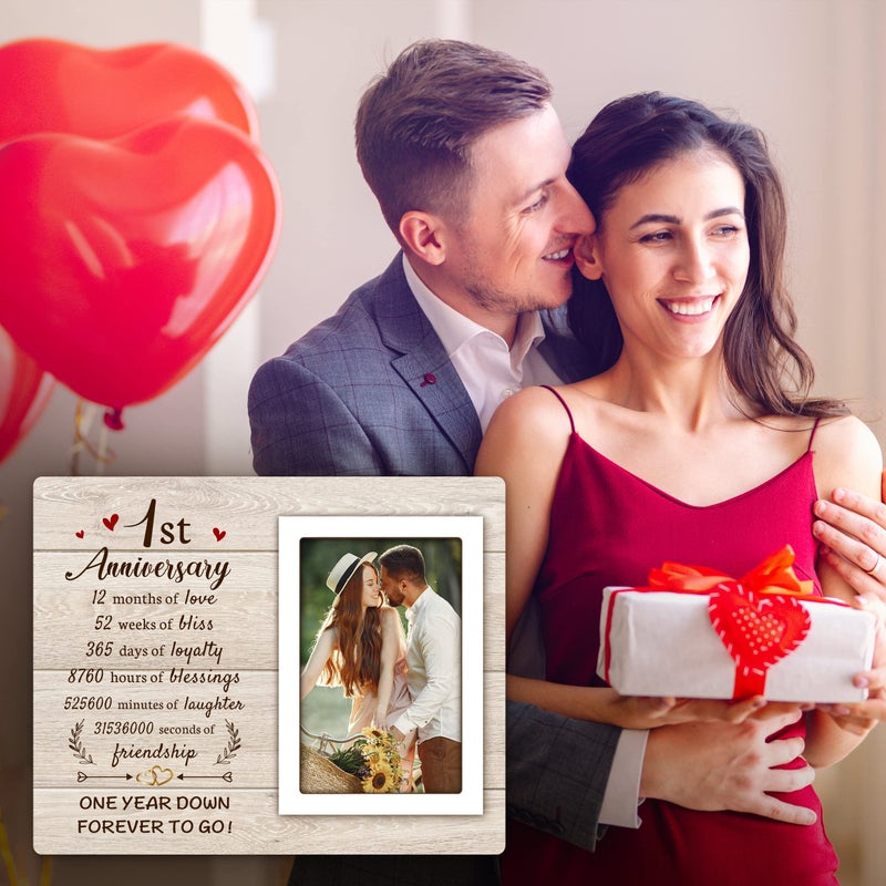 Pandasch 1st Anniversary Paper Gifts for Him Her - One Year Romantic Wedding Picture Frame Fit 4x6 Photos for Boyfriend Girlfriend  1 Year Anniversary Valentines Gifts for Husband Wife Couple - Image 3