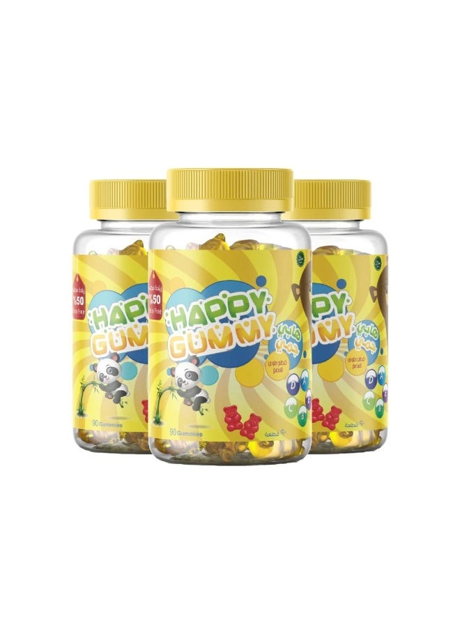 Happy Gummies Vitamin Bundle - Multivitamins for Kids, 90 Candies, 3 Bottles