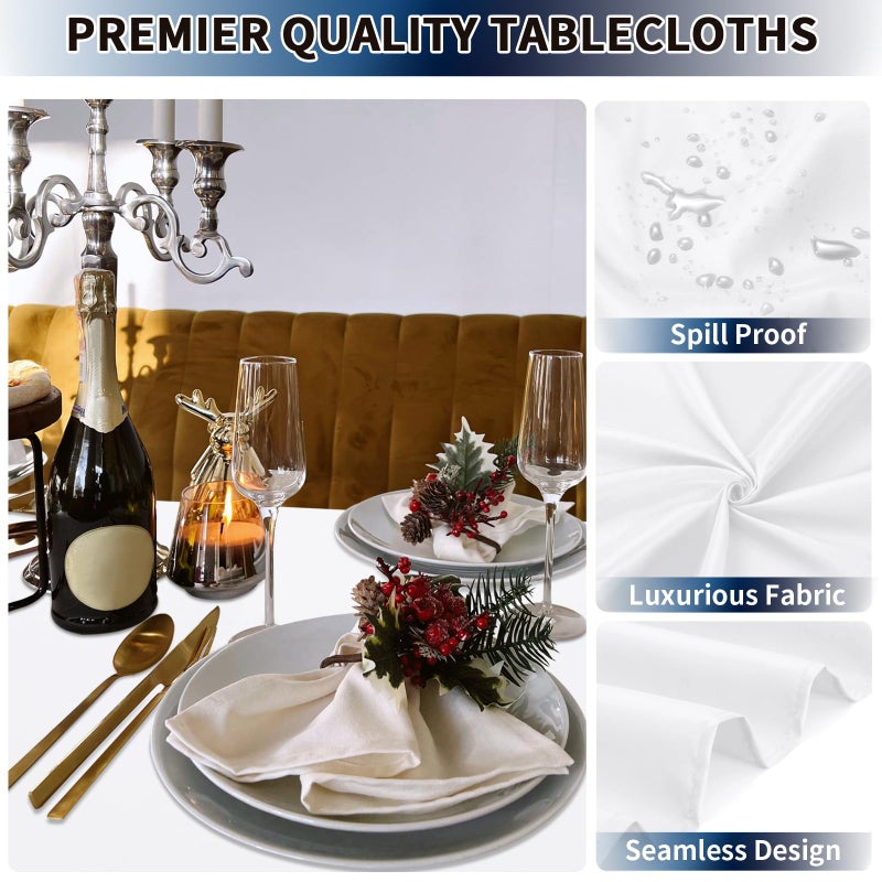 PureFit 6 Pack Rectangle White Table Cloths 60 x 102 Inch for 6Ft Tables, Stain and Wrinkle Resistant Table Linens for Home Use, Wedding, Party, Banquet and Camping - Image 2