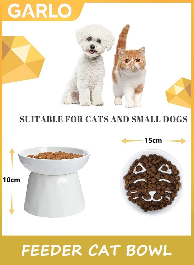 Garlo Raised Slow Feeder Cat Bowl, Ceramic Elevated Cat Slow Feeder, Healthy Eating for Wet & Dry Food, Sturdy & Grippy, Pet Puzzle Food Plate, Prevent Vomitting Indigestion, Dishwasher Safe - Image 2