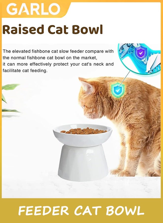 Garlo Raised Slow Feeder Cat Bowl, Ceramic Elevated Cat Slow Feeder, Healthy Eating for Wet & Dry Food, Sturdy & Grippy, Pet Puzzle Food Plate, Prevent Vomitting Indigestion, Dishwasher Safe - Image 4