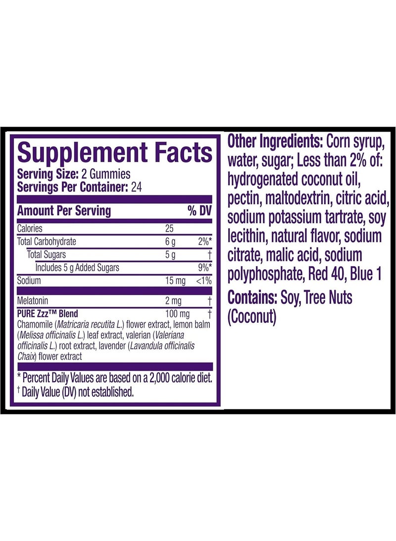 Vicks ZzzQuil PURE Zzzs, Melatonin+ Chamomile & Lavender, 48 Gummies - Image 2