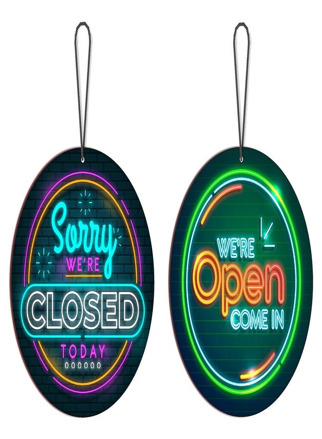 Blue Finch Double Sided Wooden Open-Close Sign Board For Shop, Office, Restaurant and hotel Shop Door Hanging Decoration Item - Image 2