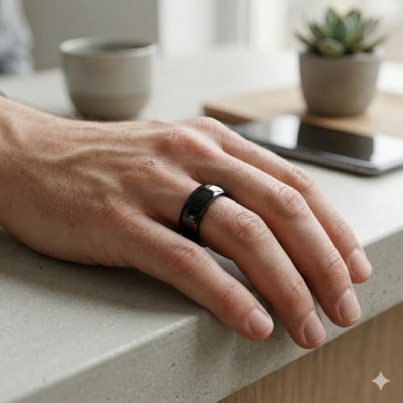 حلقات Lumina NFC الذكية، اضغط لتوصيل الحلقة الرقمية لهاتف iPhone Android، مقاومة للماء ومقاومة للخدش، لا توجد بطارية ولا شحن، حلقة سوداء بسيطة - Image 5