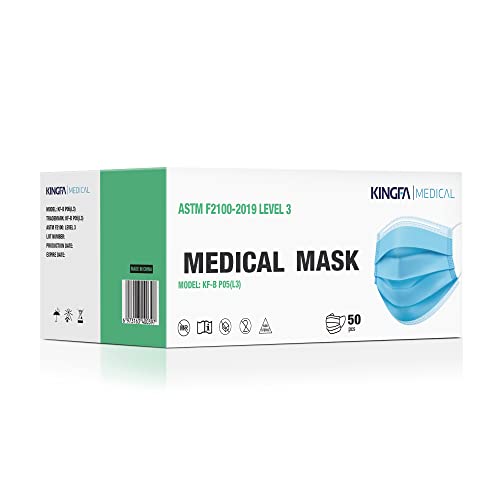 Kingfa 50pcs Medical Grade ASTM Level 3 Disposable Face Mask 3 Ply w/Earloop - Image 1