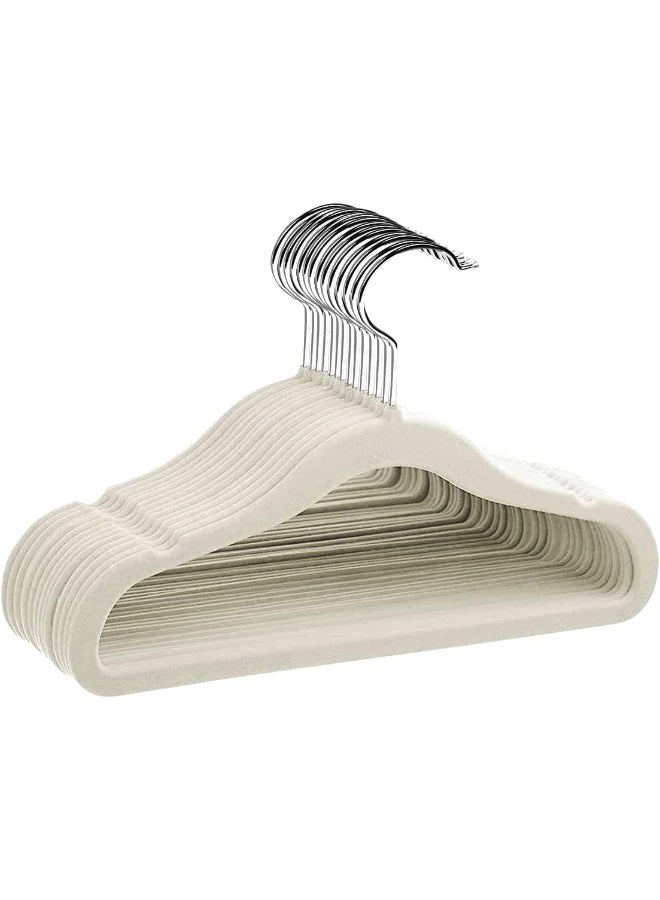 ManGotree Baby Velvet Hangers, Infant and Toddler Hangers, No-Slip Children Hangers, Ultra-Slim Space Saving Kids Hangers, Sturdy & Durable Clothes Hangers 15 Pack (Beige) - Image 1