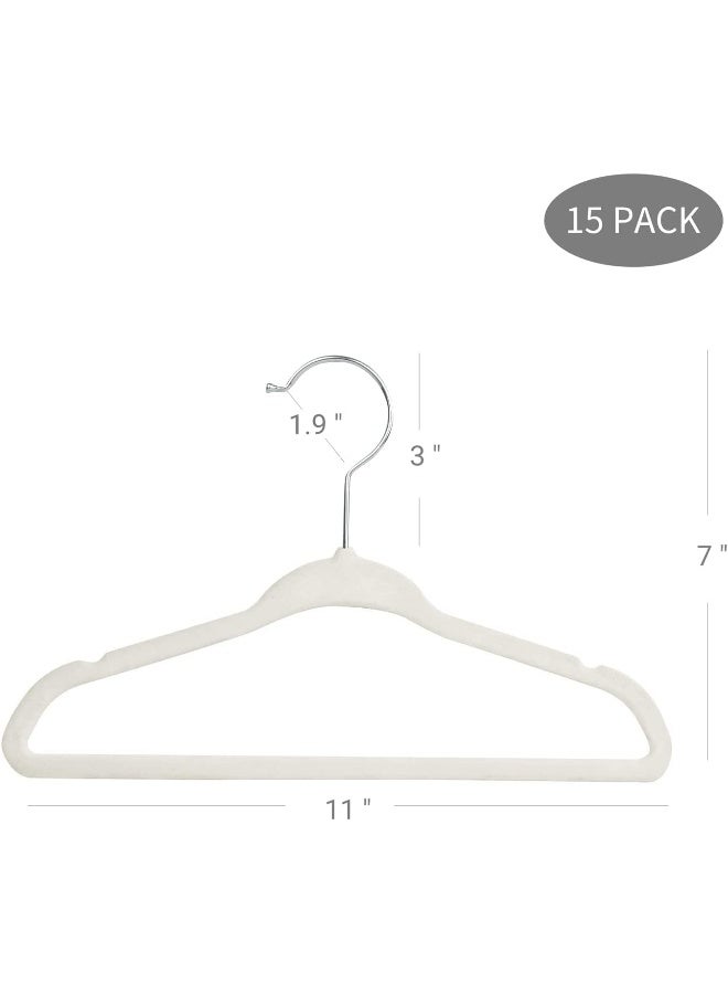 ManGotree Baby Velvet Hangers, Infant and Toddler Hangers, No-Slip Children Hangers, Ultra-Slim Space Saving Kids Hangers, Sturdy & Durable Clothes Hangers 15 Pack (Beige) - Image 2