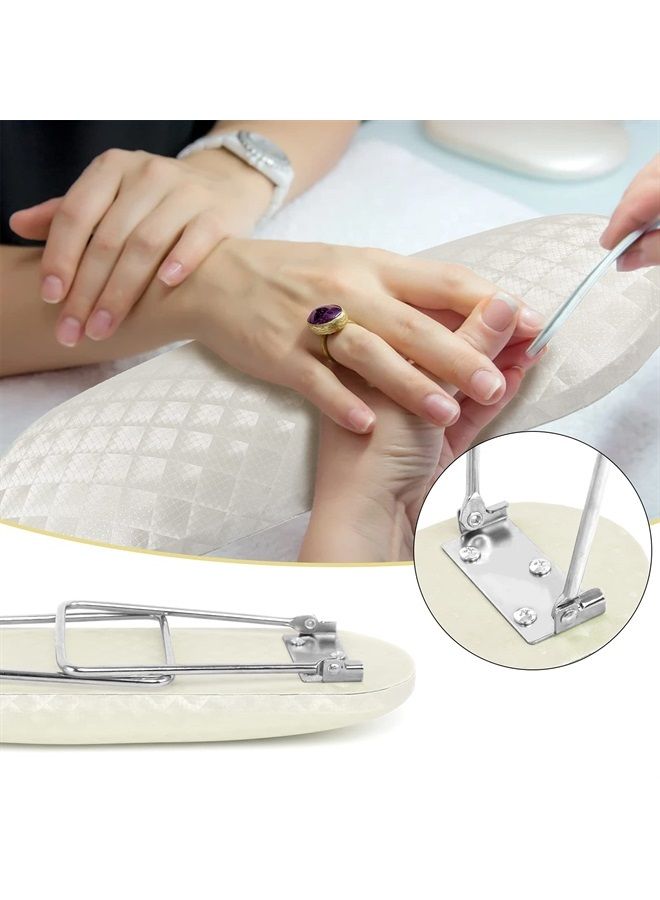AORAEM Nail Arm Rest Cushion, Nail Hand Cushion Microfiber Leather Manicure Hand Pillow Stand Professional Nail Rest Table Desk Station for Nails Art DIY Use (Creamy White) - Image 5
