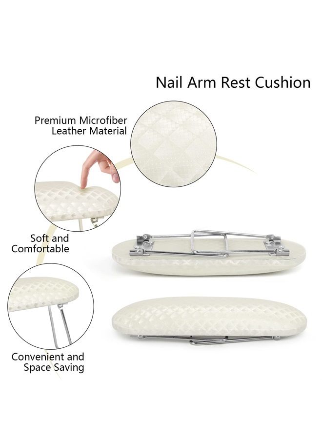 AORAEM Nail Arm Rest Cushion, Nail Hand Cushion Microfiber Leather Manicure Hand Pillow Stand Professional Nail Rest Table Desk Station for Nails Art DIY Use (Creamy White) - Image 2