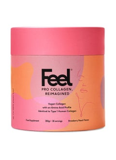 FEEL Feel Pro Collagen Powder, Strawberry & Peach Flavour Collagen Supplement Drink, Vegan, Anti-Wrinkle Support, Increased Skin Elasticity, Revive and Support Hair And Nail Growth (30 Servings)  - Image 1