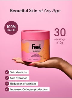 FEEL Feel Pro Collagen Powder, Strawberry & Peach Flavour Collagen Supplement Drink, Vegan, Anti-Wrinkle Support, Increased Skin Elasticity, Revive and Support Hair And Nail Growth (30 Servings)  - Image 2