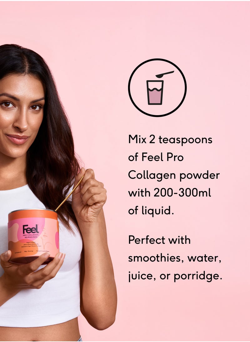 FEEL - Feel Pro Collagen Powder, Strawberry & Peach Flavour Collagen Supplement Drink, Vegan, Anti-Wrinkle Support, Increased Skin Elasticity, Revive and Support Hair And Nail Growth (30 Servings) - Image 1