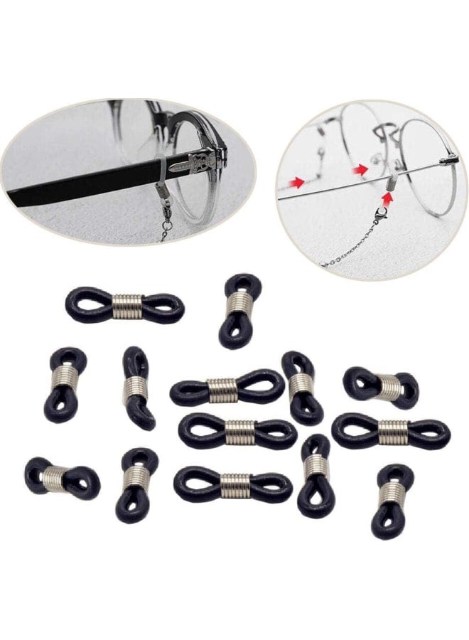 SYBL 20PCS Black Silicone Gel Button Eyeglasses Chain Non-Slip Circle Hoop Fixed Ring Eyeglasses Spectacle Eyewear Supplement Accessories DIY Bead Linking Buckle Fittings - Image 2