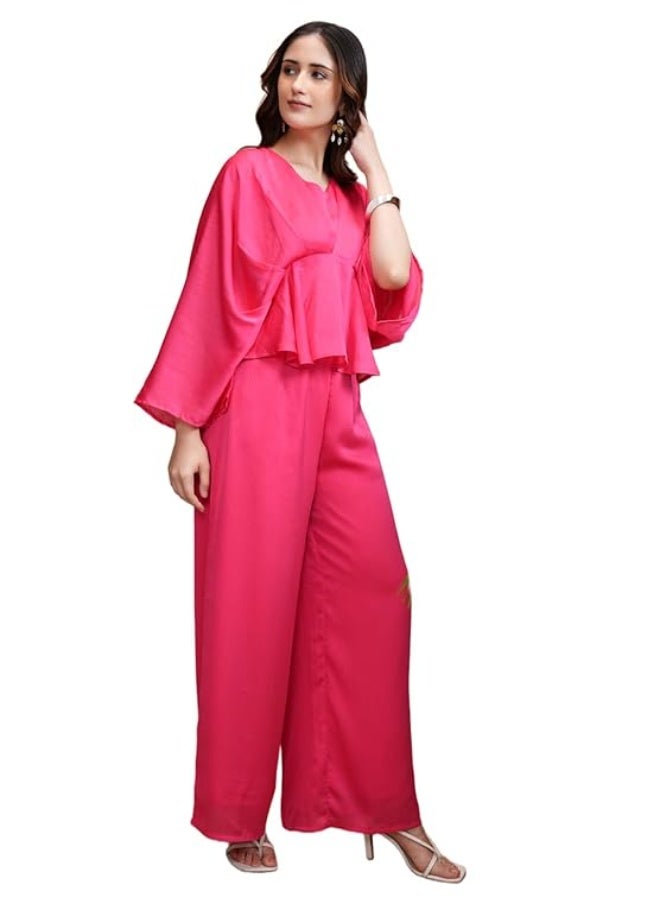 Vishudh Womens Co-Ord set Cotton MAGENTA Size: 2XL - Image 1